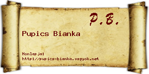Pupics Bianka névjegykártya